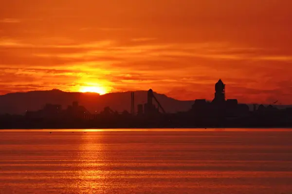 stock image Landscape with a beautiful sunrise over the Saldanha Bay