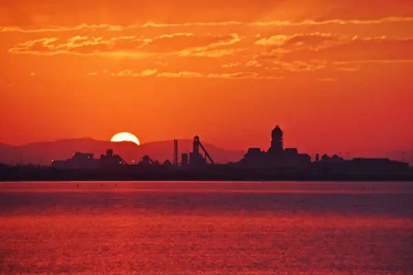 stock image Landscape with a beautiful sunrise over the Saldanha Bay