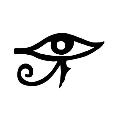 Egyptian eye flat black vector illustration isolated on white background