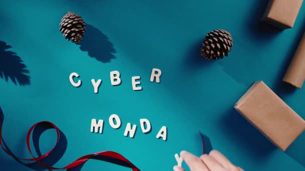 Pohled Shora Kybernetické Pondělí Modrém Pozadí — Stock video