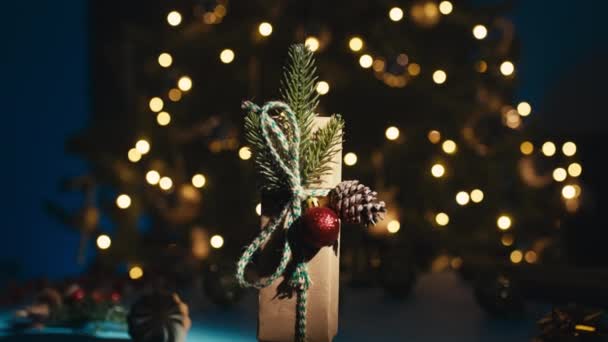 Zbliżenie Boże Narodzenie Pudełko — Wideo stockowe