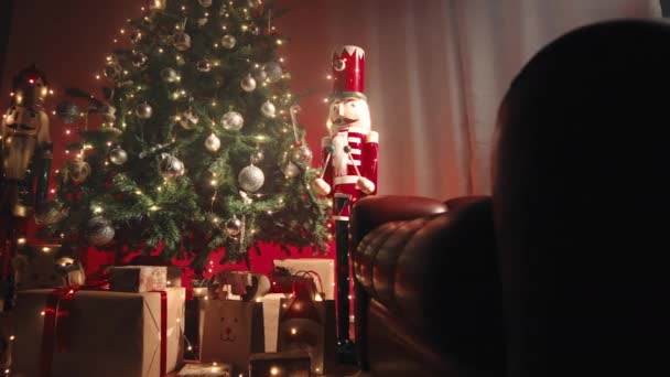 Вид Інтер Єру Різдвяної Кімнати — стокове відео