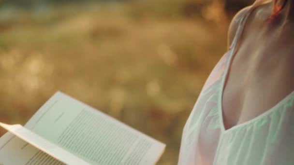 Gün Batımında Kitap Okuyan Bir Kadın — Stok video