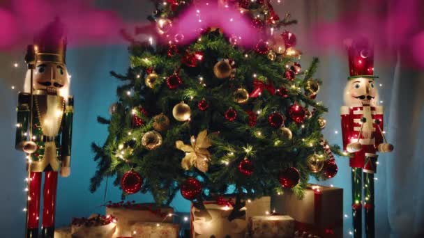 Close Futuristic Glass Christmas Tree — Stock Video