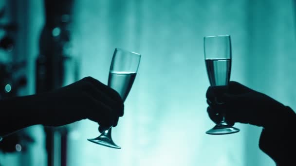 敬酒香槟杯 新年庆祝活动闭幕 — 图库视频影像