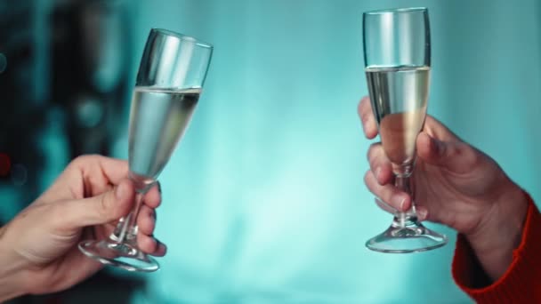 Detail Toasting Champagne Poháry Nový Rok — Stock video
