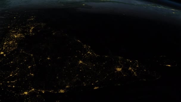 Анимация Земного Шара Ночное Время — стоковое видео