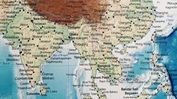 China India Geographic Map — Stockvideo