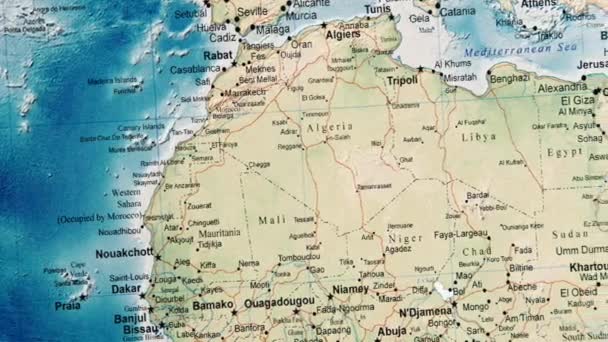 Північна Африка Географічній Карті — стокове відео