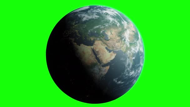 Земной Шар Зеленом Экране — стоковое видео