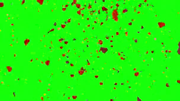 Heart Shaped Confetti Green Screen — Stockvideo