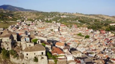 Aerial view of Village of Gioiosa Ionica, Calabria italy.