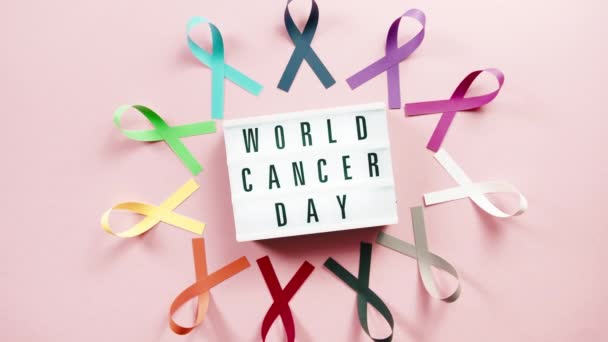 World Cancer Awareness Day Background — Stok video