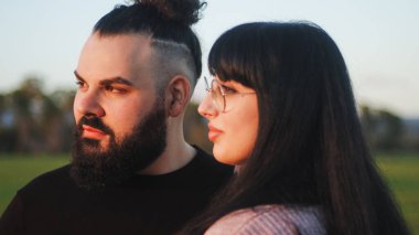 Close up of Young couple looking to the future