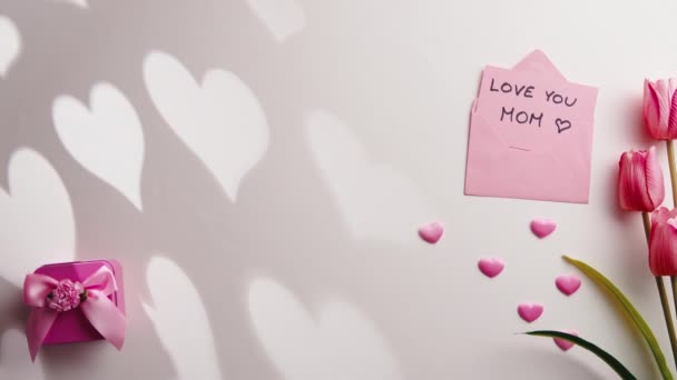 Overhead View Mothers Day Background — Stockvideo