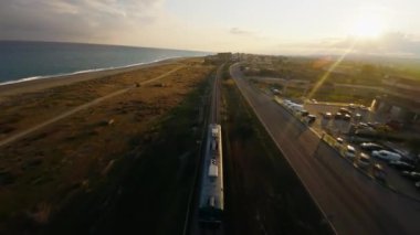Aerial view of a train on railway 