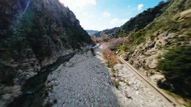 Aerial view of rocky hills