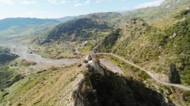 Aerial view of rocky hills