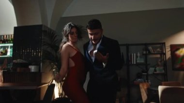 Happy Couple dancing at evening 