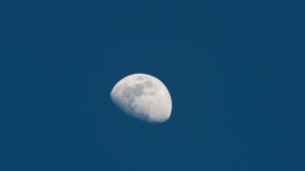 Mavi Gökyüzünde Büyük Aydan Uzaklaşmak — Stok video
