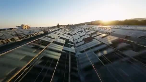 Вид Воздуха Разрушенный Парник — стоковое видео