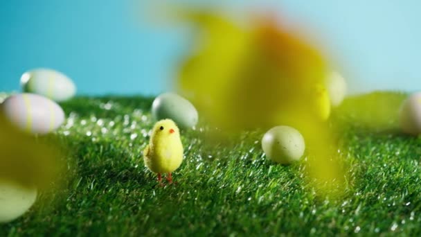 Malowane Jaja Wielkanocne Dekoracji Tle — Wideo stockowe