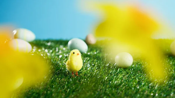 Pequeños Polluelos Girando Con Huevo Pascua —  Fotos de Stock