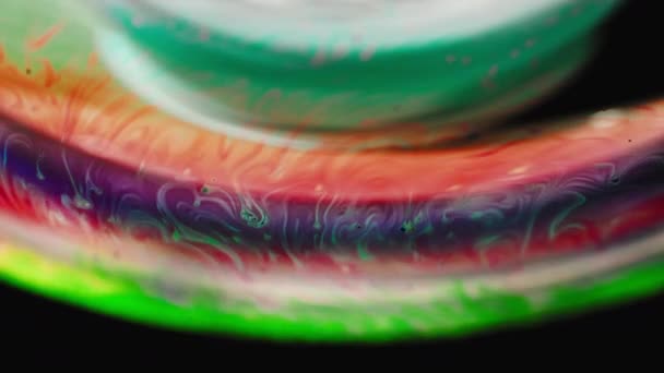 Цветные Жидкие Чернила Закручивания Фона — стоковое видео