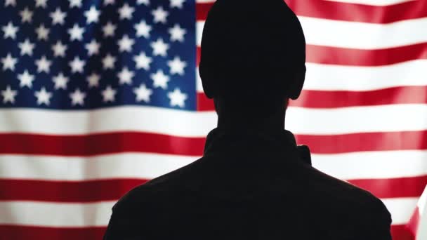 背负着Usa国旗的士兵 — 图库视频影像