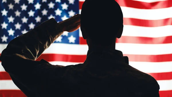 Soldier Usa Flag Háttérben — Stock Fotó