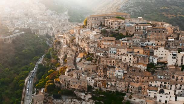 Luftaufnahme Der Altstadt Von Ragusa Ibla Sizilien Italien — Stockvideo