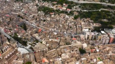 Modica, Sicilya, İtalya 'nın hava manzarası. 