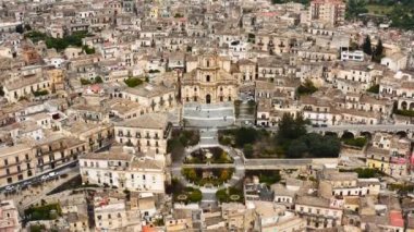 Modica, Sicilya, İtalya 'nın hava manzarası. 