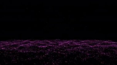 Soyut dijital parçacık dalgası. Dijital parçacık siber veya teknoloji arka planı, kusursuz döngünün animasyonu.