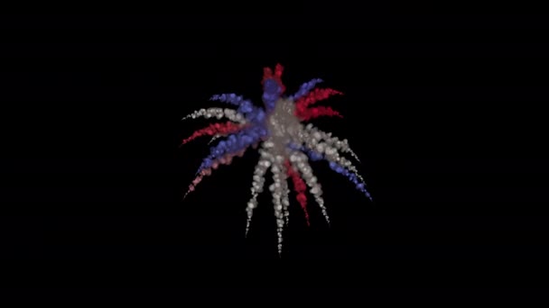 Κινούμενα Σχέδια Πυροτεχνημάτων Καπνού Χρώματα Της Αμερικανικής Σημαίας — Αρχείο Βίντεο