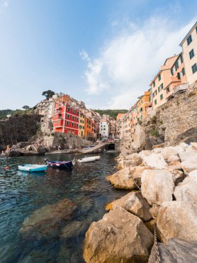 Riomaggiore Sahili, İtalya 'nın Cinque Terre kenti..