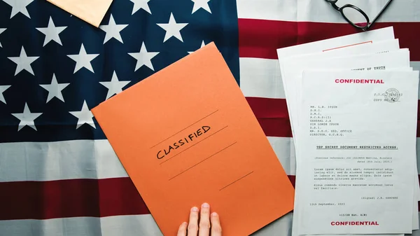 Folder With Top Secret Documents on Usa Flag