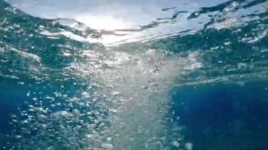 Air Bubbles Underwater. Background with copy space.