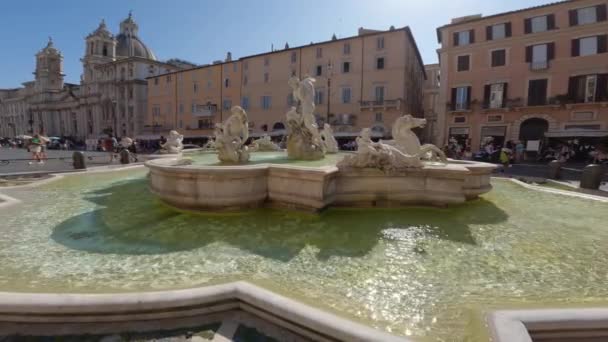 Πηγή Στην Πλατεία Piazza Navona Ρώμη Ιταλία — Αρχείο Βίντεο