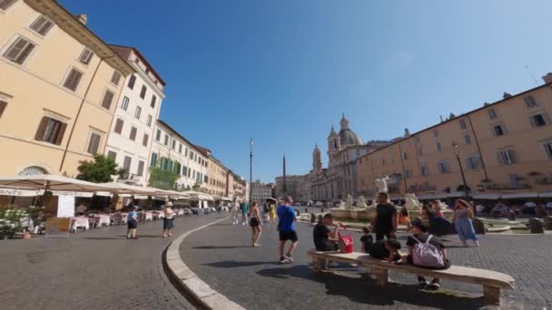Fontanna Placu Piazza Navona Rzym Włochy — Wideo stockowe