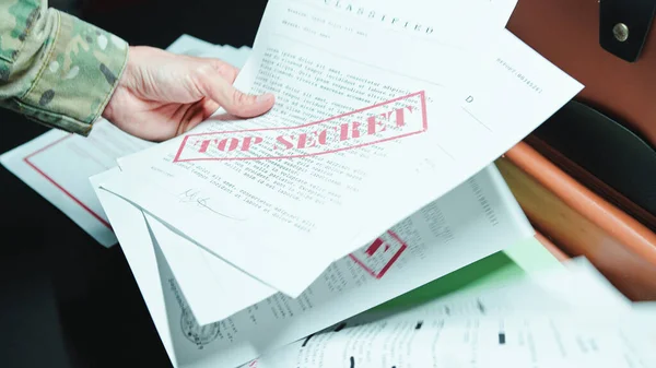 Military Means Secret Documents. Close up.