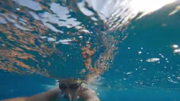 Jongen Zwemt Oceaan — Stockvideo
