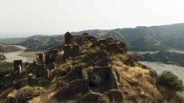 Vista Aérea Ruinas Antiguas Castillo Medieval — Vídeos de Stock
