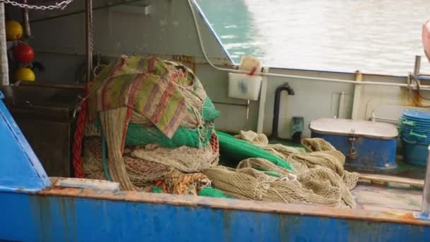 Bateau Pêche Avec Filets Bord — Video