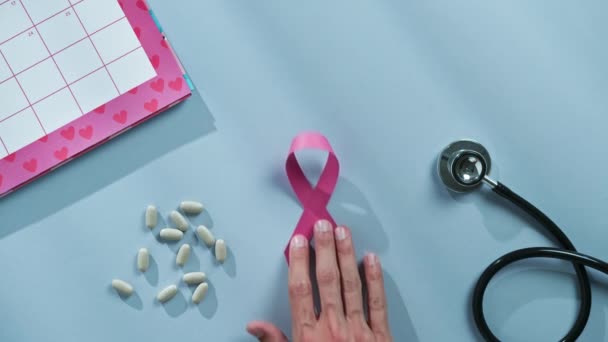 Meme Kanseri Bilinçlendirme Arka Plan — Stok video