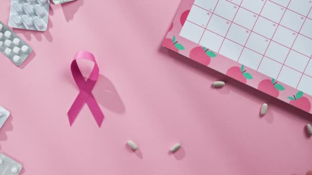 Breast Cancer Awareness Månad Bakgrund — Stockvideo