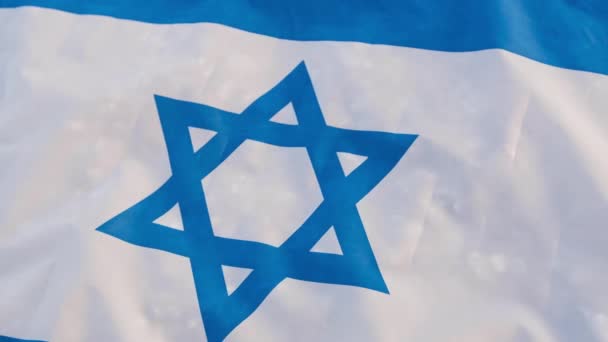 Primer Plano Bandera Israelí — Vídeos de Stock