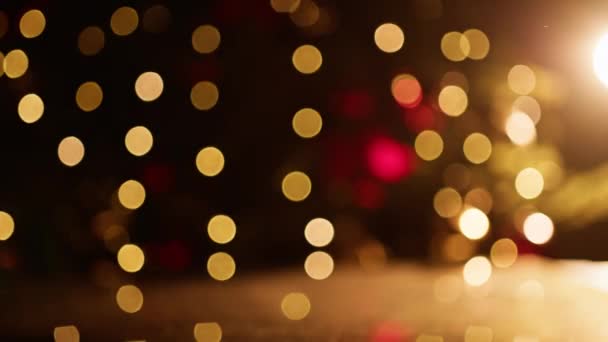 Onscherpe Achtergrond Van Kerstboom Lichten — Stockvideo