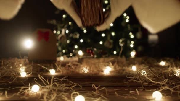 Père Noël Départ Vieux Livre Sous Arbre — Video