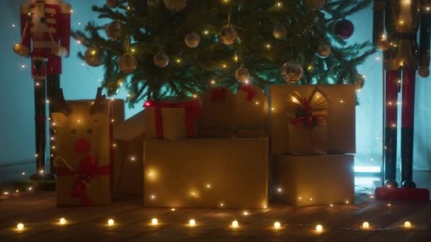 Χριστουγεννιάτικα Δώρα Φόντο Χριστουγεννιάτικου Δέντρου — Αρχείο Βίντεο